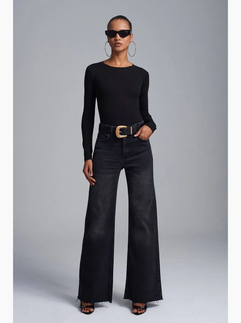 Body col rond ajusté en jersey dilvin Noir - Kiabi