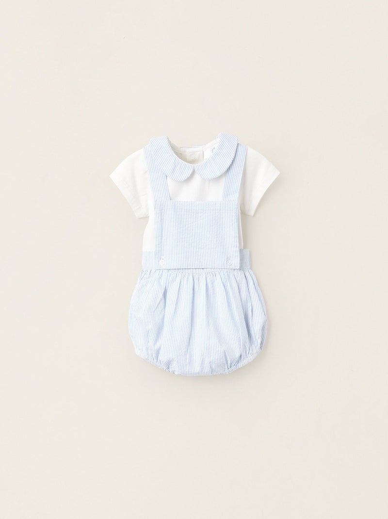 Body + Combi-short à Rayures Bleu clair - Kiabi