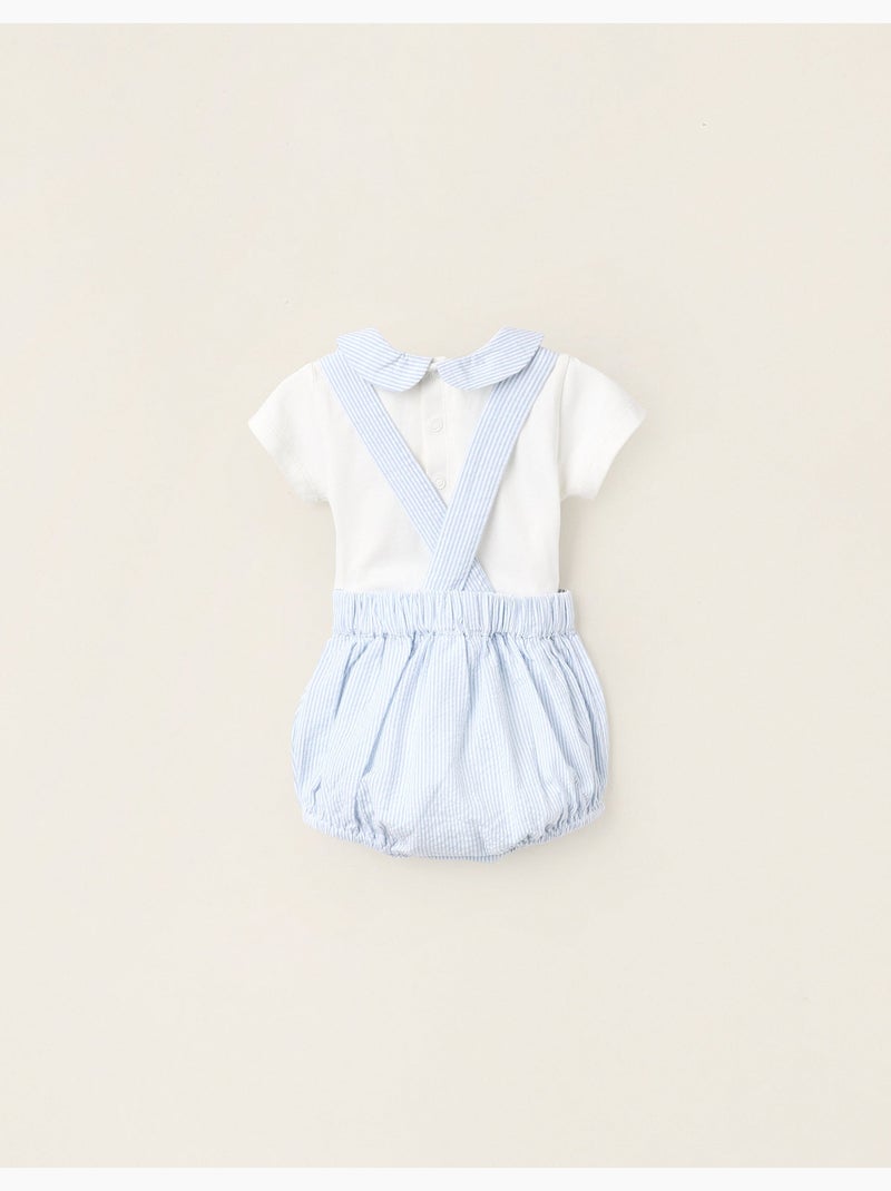 Body + Combi-short à Rayures Bleu clair - Kiabi