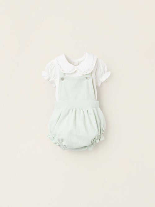 Body + Combi-short en Piqué avec Volants - Kiabi