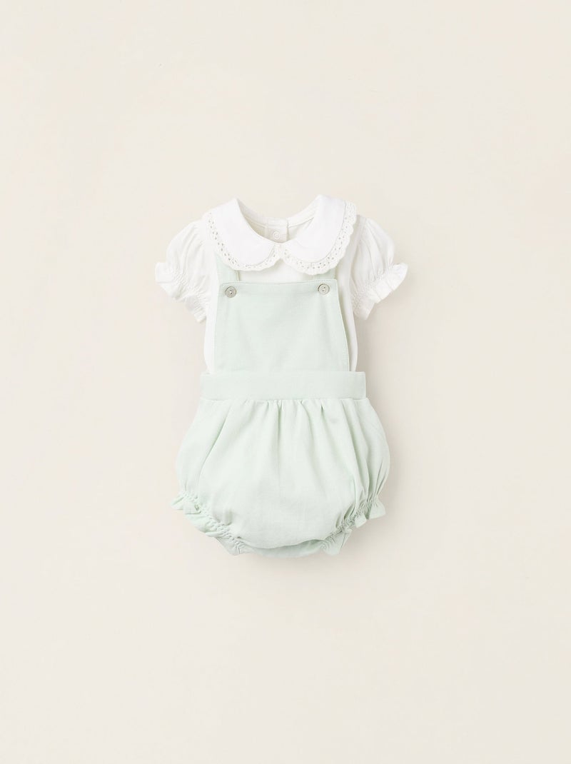 Body + Combi-short en Piqué avec Volants Vert clair - Kiabi