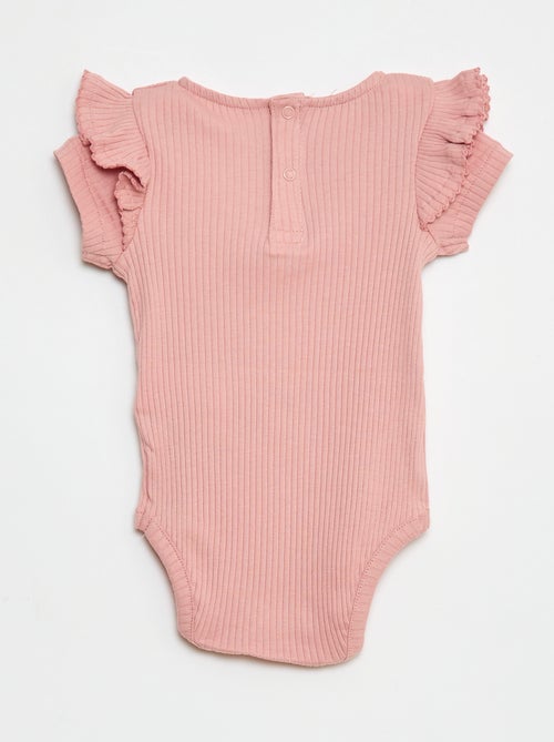 Body côtelé à manches courtes avec emmanchures volantées - Kiabi