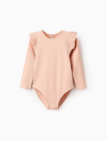 Body côtelé à manches longues avec volants