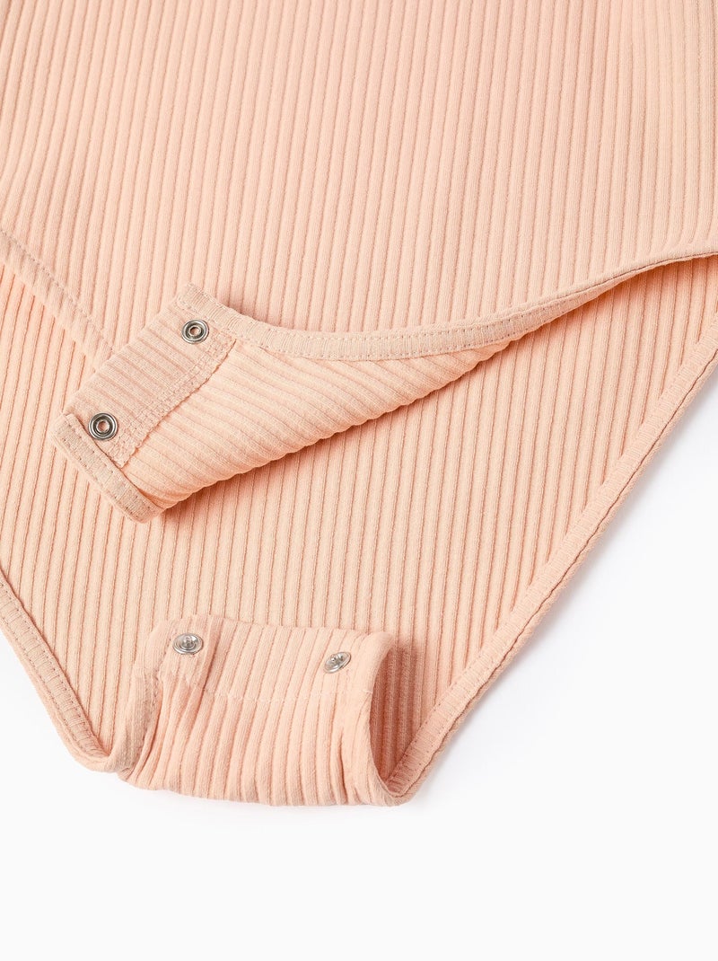 Body côtelé à manches longues avec volants Rose clair - Kiabi