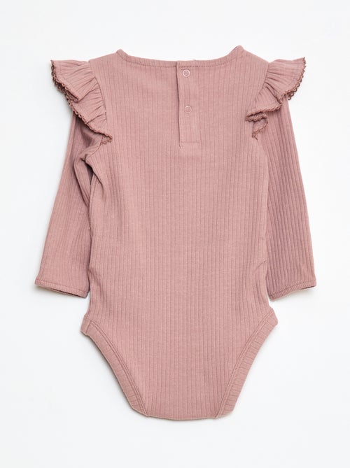 Body côtelé à manches longues volantées aux épaules - Kiabi