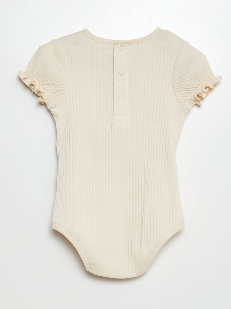 Body côtelé à motif floral BLANC - Kiabi