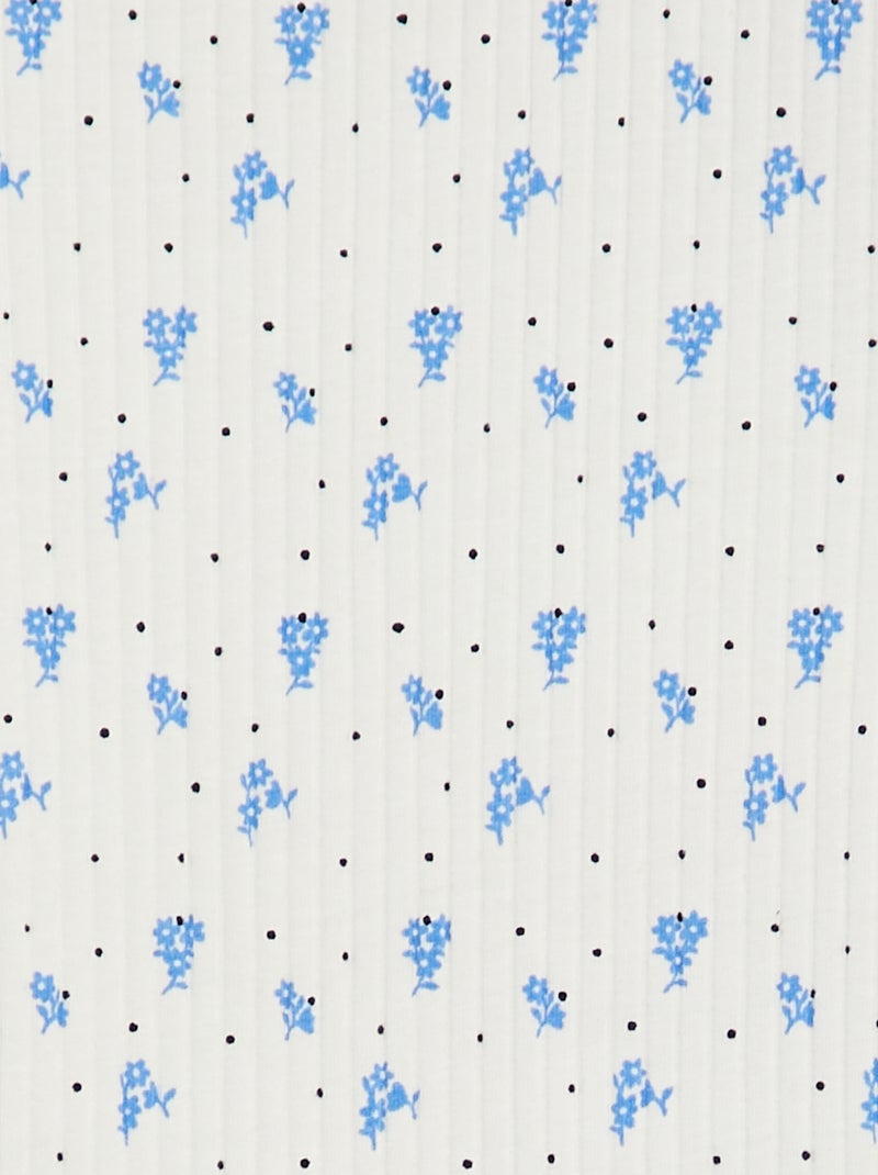 Body côtelé à motif floral BLANC - Kiabi