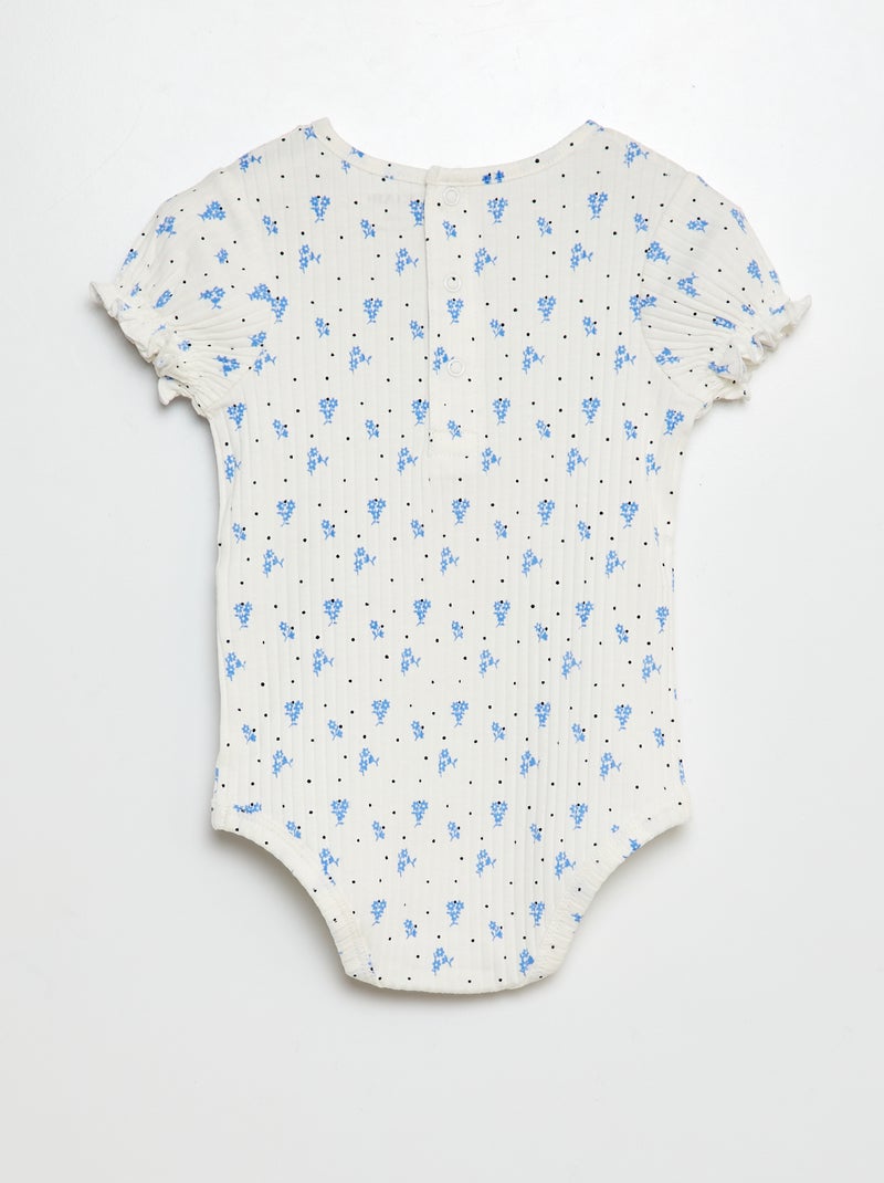 Body côtelé à motif floral BLANC - Kiabi