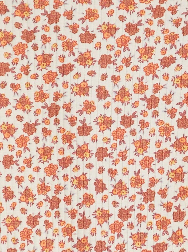 Body côtelé à motif floral Rose - Kiabi