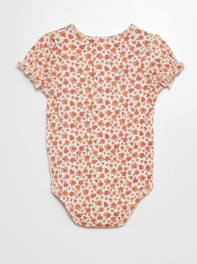 Body côtelé à motif floral Rose - Kiabi