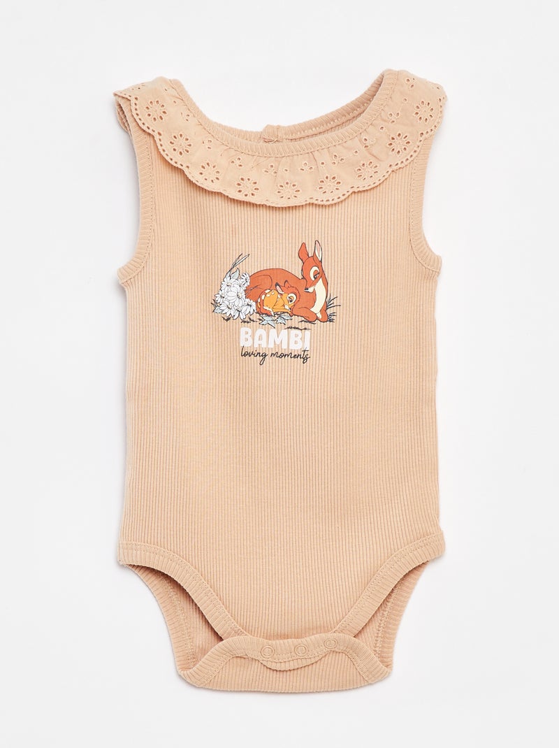 Body côtelé avec col brodé 'Disney' BEIGE - Kiabi