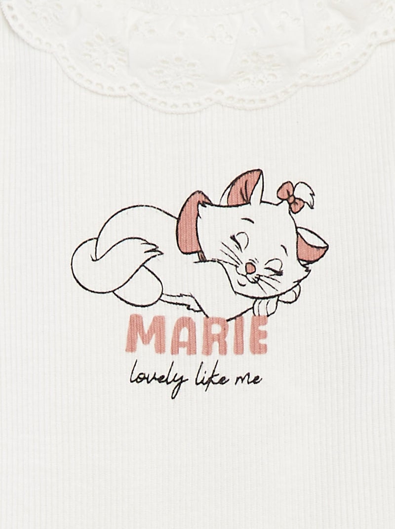 Body côtelé avec col brodé 'Disney' BLANC - Kiabi