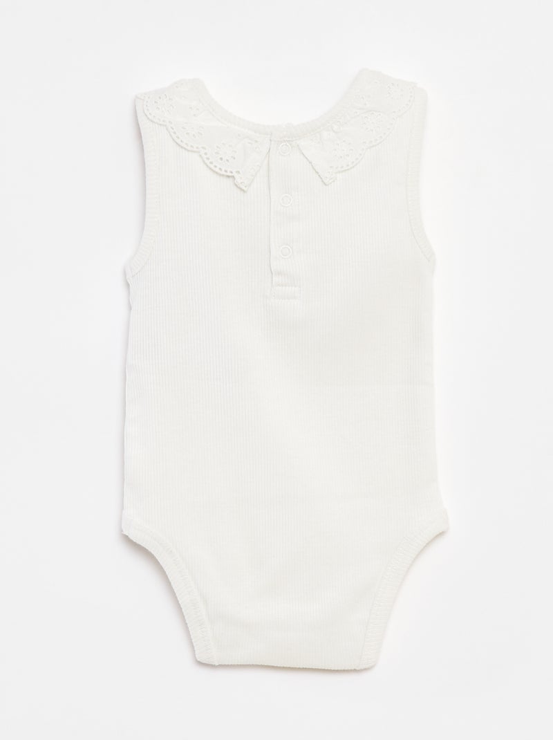 Body côtelé avec col brodé 'Disney' BLANC - Kiabi