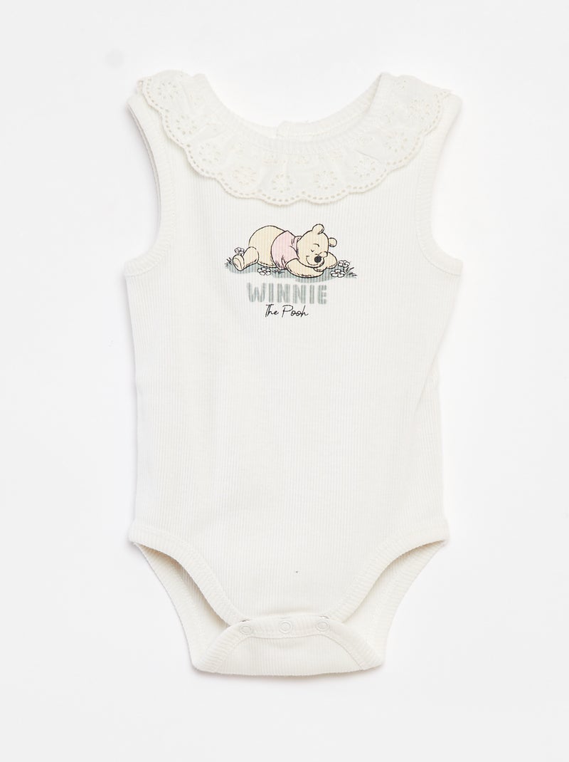 Body côtelé avec col brodé 'Disney' BLANC - Kiabi