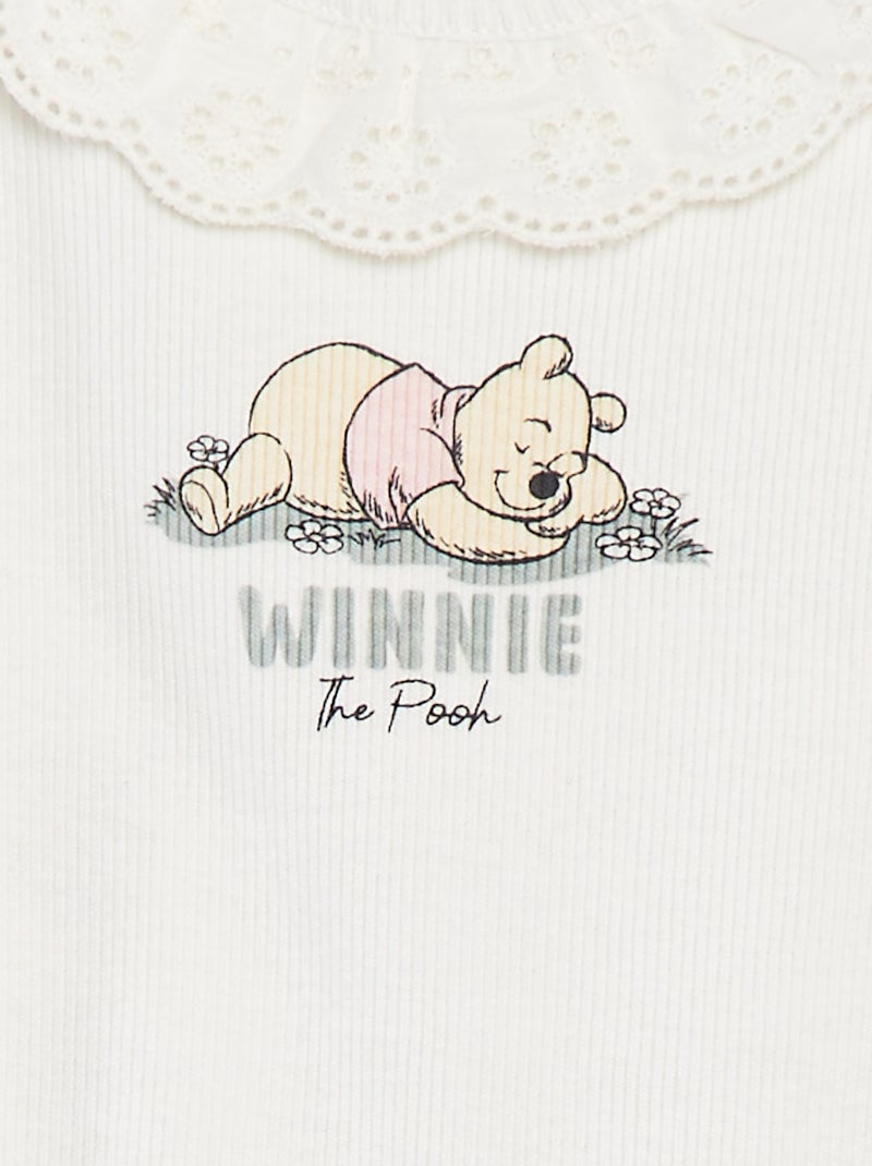 Body côtelé avec col brodé 'Disney' BLANC - Kiabi