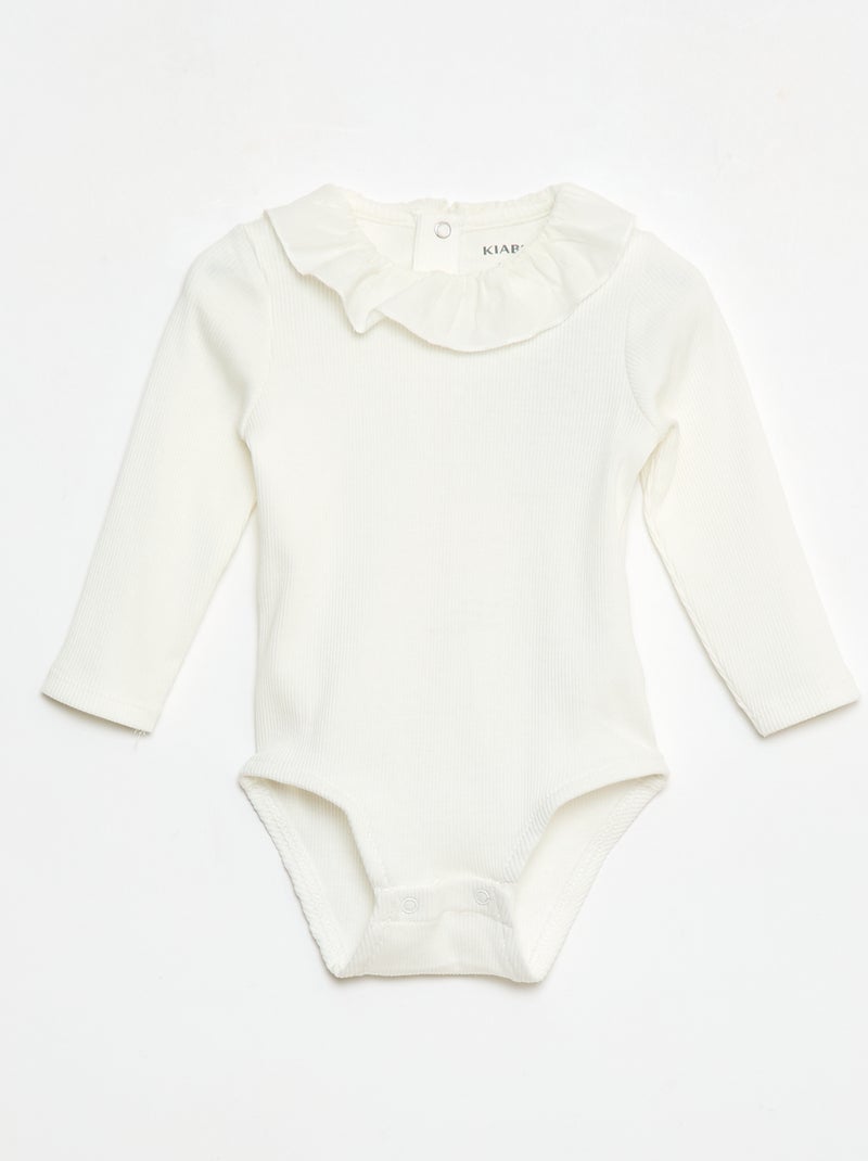 Body côtelé avec collerette Blanc - Kiabi