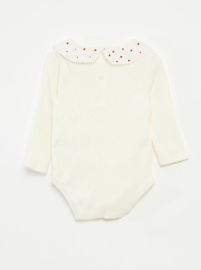 Body côtelé avec collerette Blanc - Kiabi