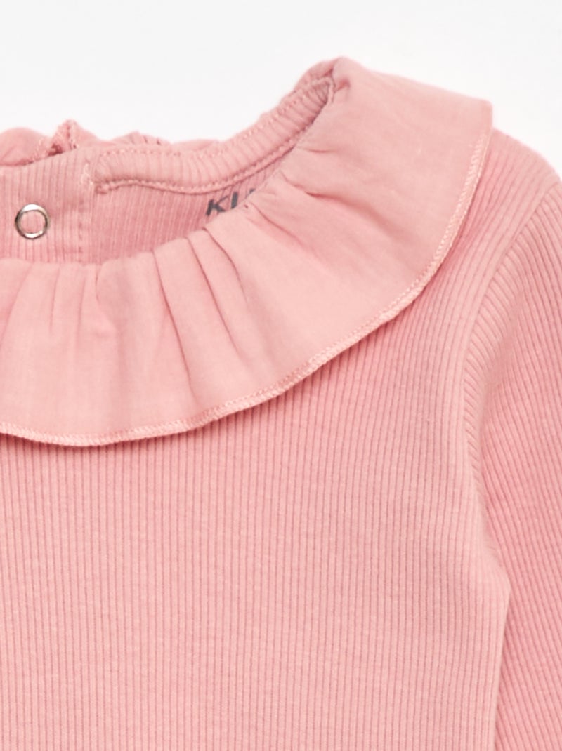 Body côtelé avec collerette Rose - Kiabi