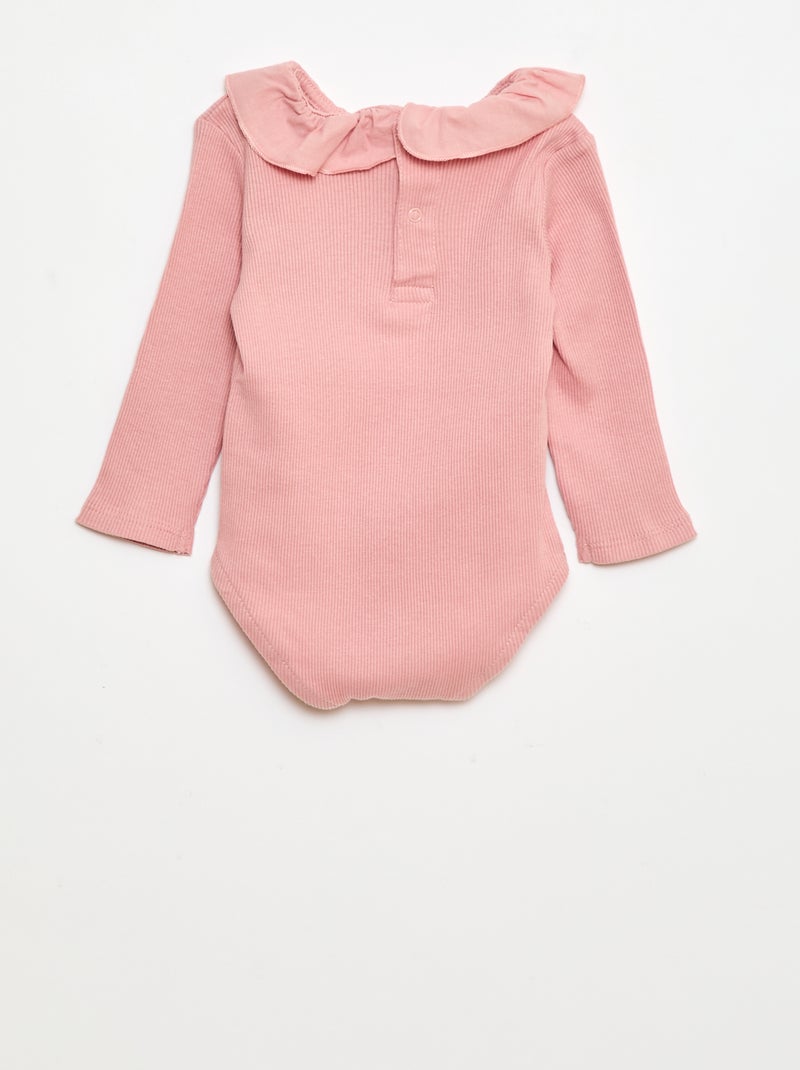 Body côtelé avec collerette Rose - Kiabi