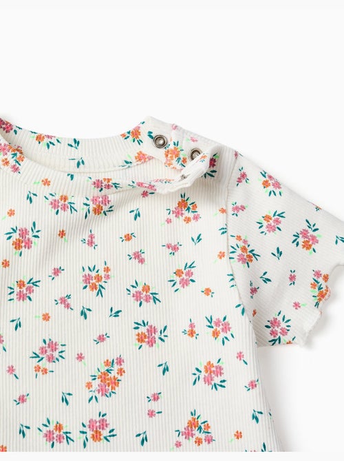 Body côtelé avec motif floral - Kiabi