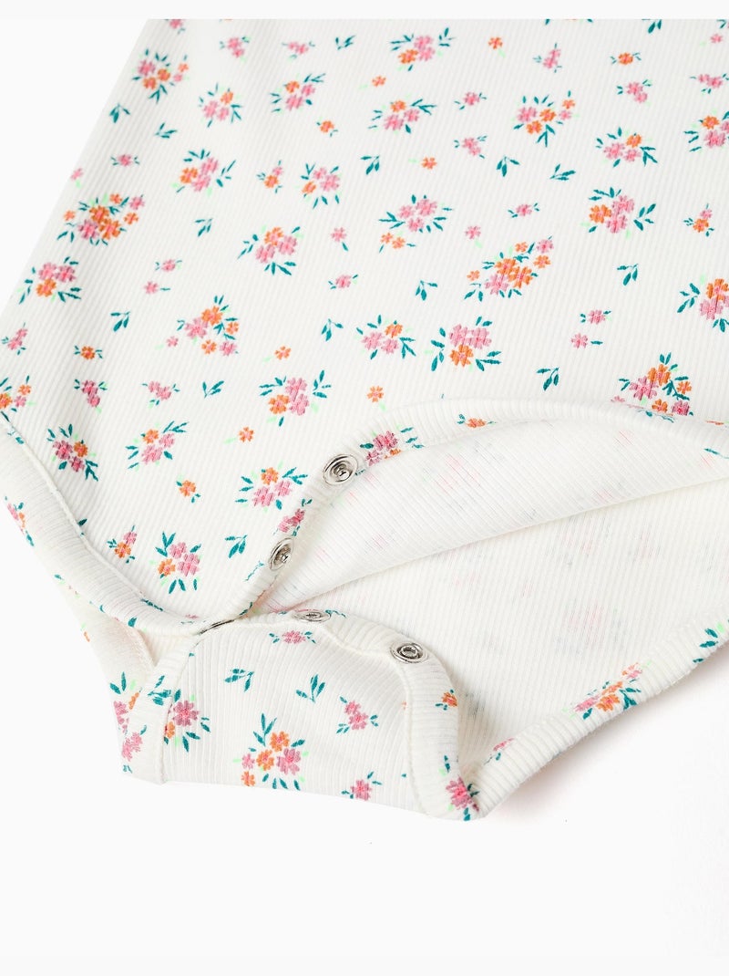 Body côtelé avec motif floral Beige clair - Kiabi