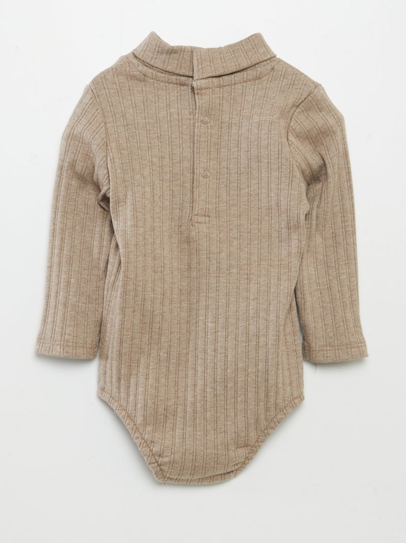 Body côtelé col roulé Beige - Kiabi