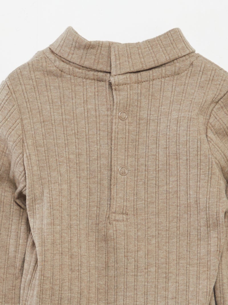 Body côtelé col roulé Beige - Kiabi