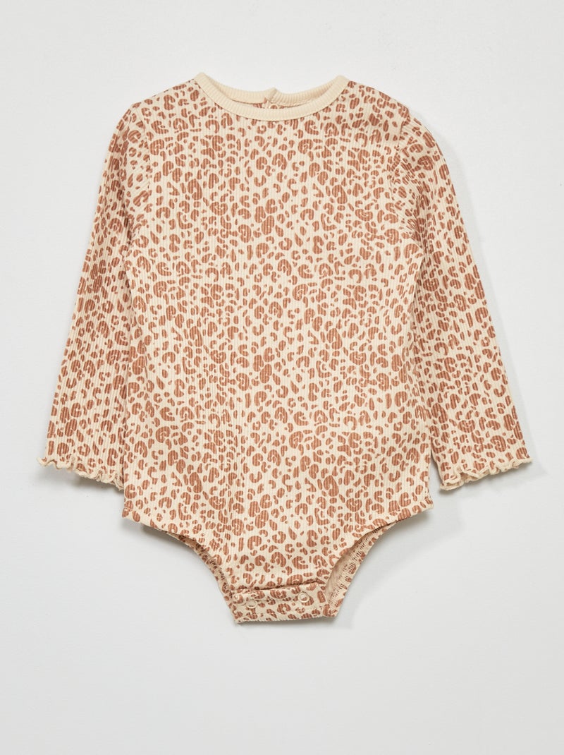 Body côtelé manches longues Beige - Kiabi