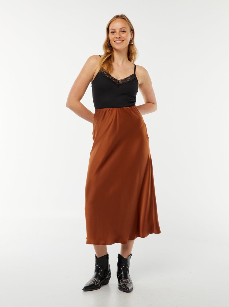 Body côtelé uni avec dentelle Noir - Kiabi