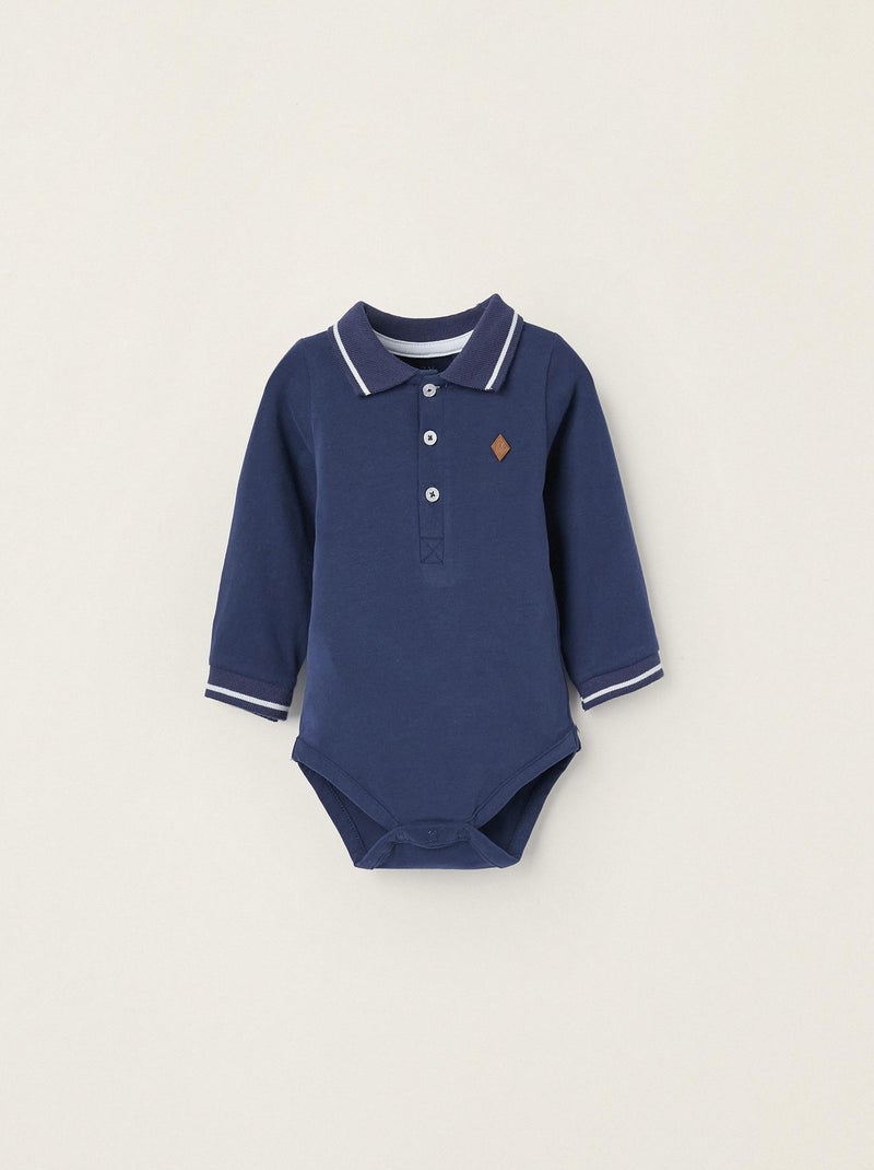 Body de style polo bleu foncé manches longues ATLANTIC COMPANY Bleu foncé - Kiabi
