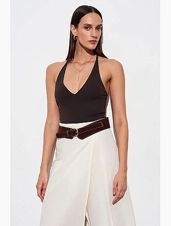 Body slim ajusté à col halter découpé dilvin