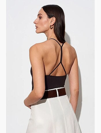 Body slim ajusté à col halter découpé dilvin
