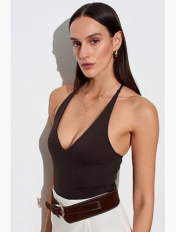 Body slim ajusté à col halter découpé dilvin