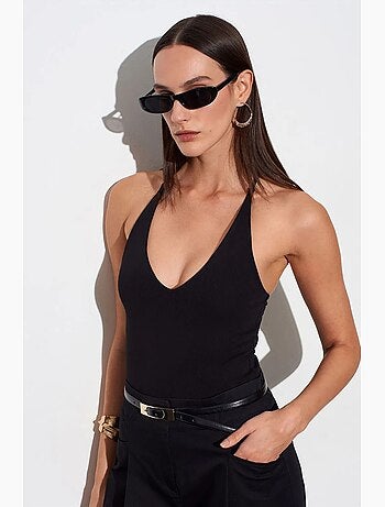 Body slim ajusté à col halter découpé dilvin