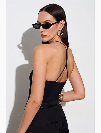 Body slim ajusté à col halter découpé dilvin