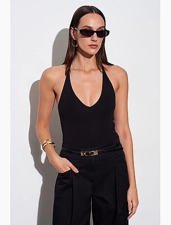 Body slim ajusté à col halter découpé dilvin