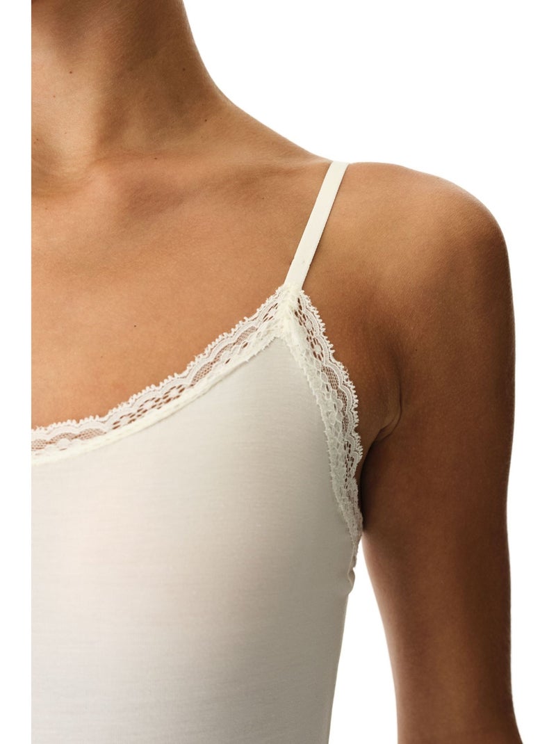 Body détail dentelle penti Blanc - Kiabi