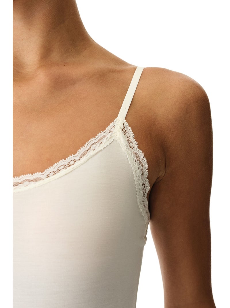 Body détail dentelle penti Blanc - Kiabi