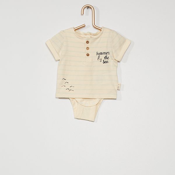 Body Effet 2 En 1 Body T Shirt Bebe Garcon Blanc Kiabi 6 00