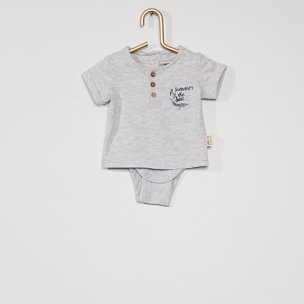 Body Effet 2 En 1 Body T Shirt Bebe Garcon Blanc Kiabi 4 80