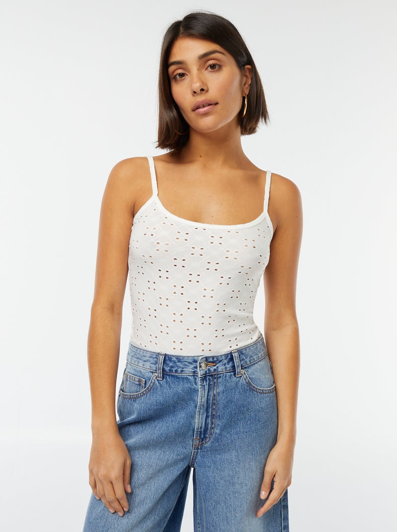 Body en broderie anglaises blanc - Kiabi
