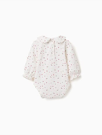 Body en coton à manches longues avec motif fleuri