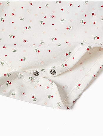 Body en coton à manches longues avec motif fleuri