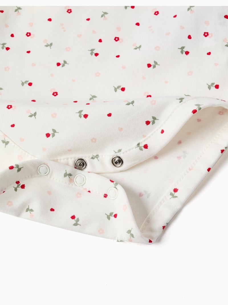 Body en coton à manches longues avec motif fleuri Blanc - Kiabi