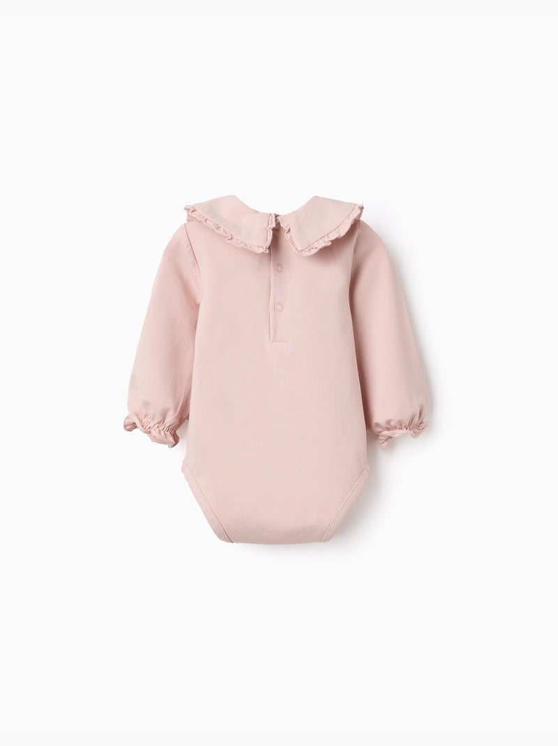 Body en coton à manches longues avec volants Rose clair - Kiabi