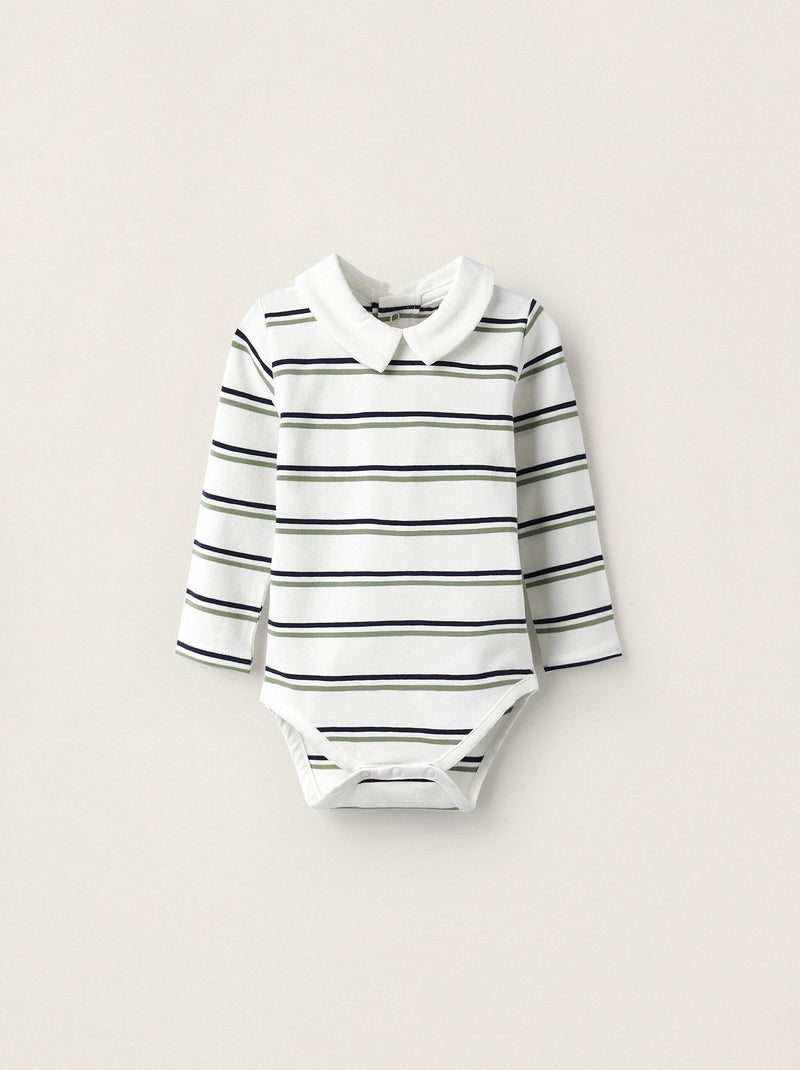 Body en coton à rayures pour nouveau-né et bébé garçon manches longues  BALMORAL'S AFTERNOONS Blanc - Kiabi