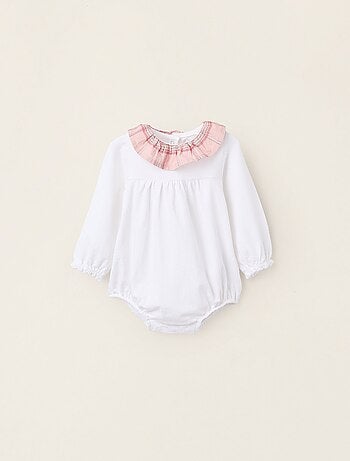 Body en Coton avec Col à Carreaux