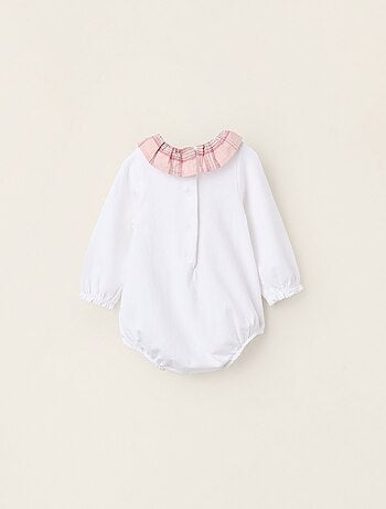 Body en Coton avec Col à Carreaux