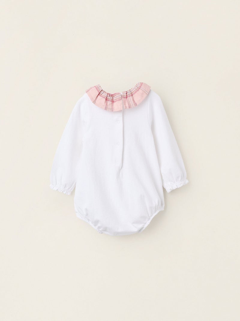 Body en Coton avec Col à Carreaux Blanc - Kiabi