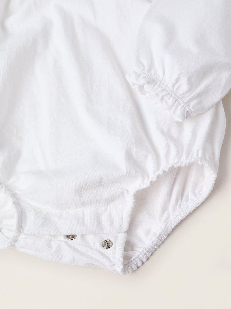 Body en Coton avec Col à Carreaux Blanc - Kiabi